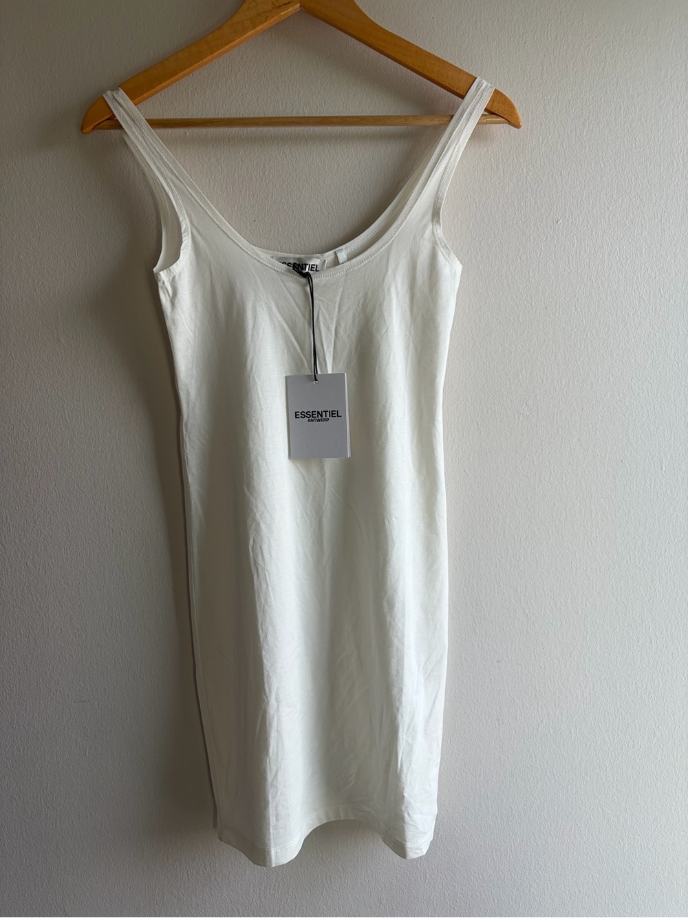 Essentiel Antwerp White Scoop Neck Slip Dress